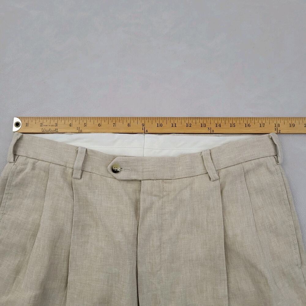 Vintage Jos A Bank Pants Mens 36x30 Linen Cuff Pleated Loose Fit - Picture 8 of 13
